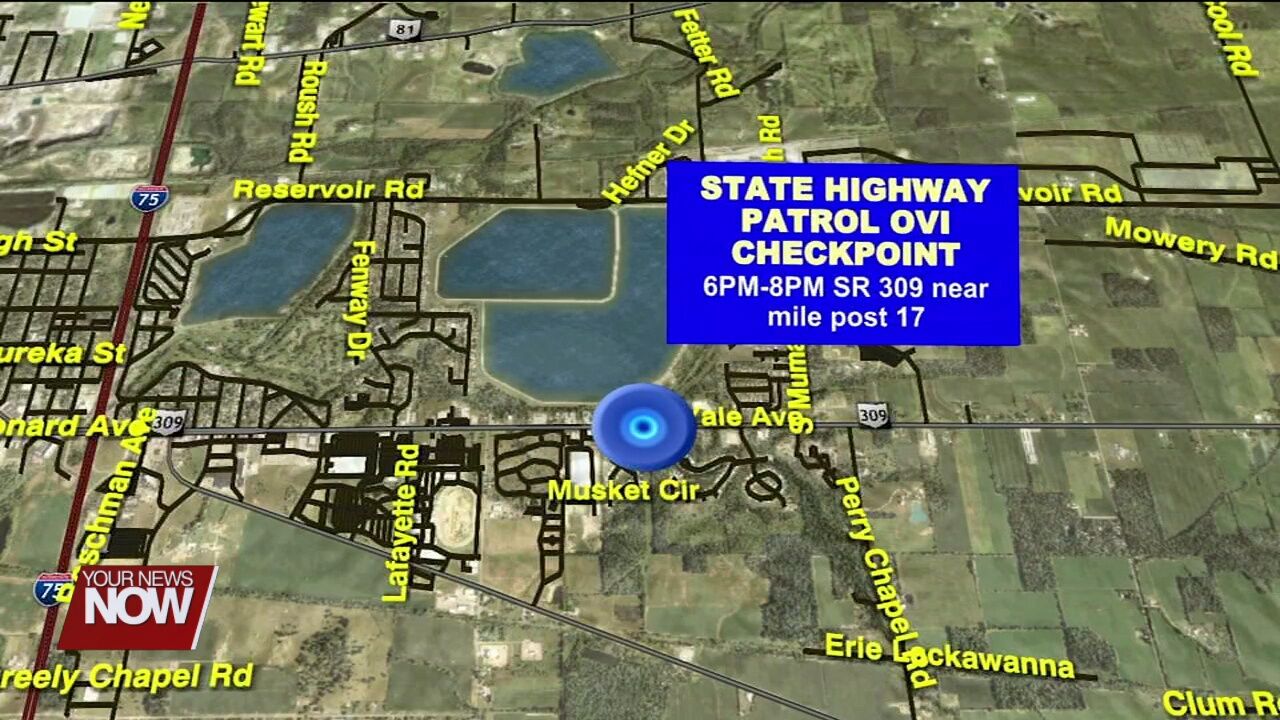 Ohio State Highway Patrol announces OVI checkpoint on State Route 309